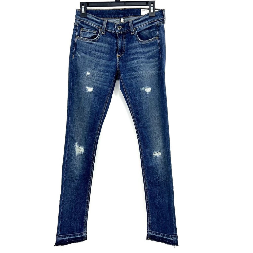 Rag & Bone Dre Distressed Medium Wash Womens 24 Jeans in Colvin